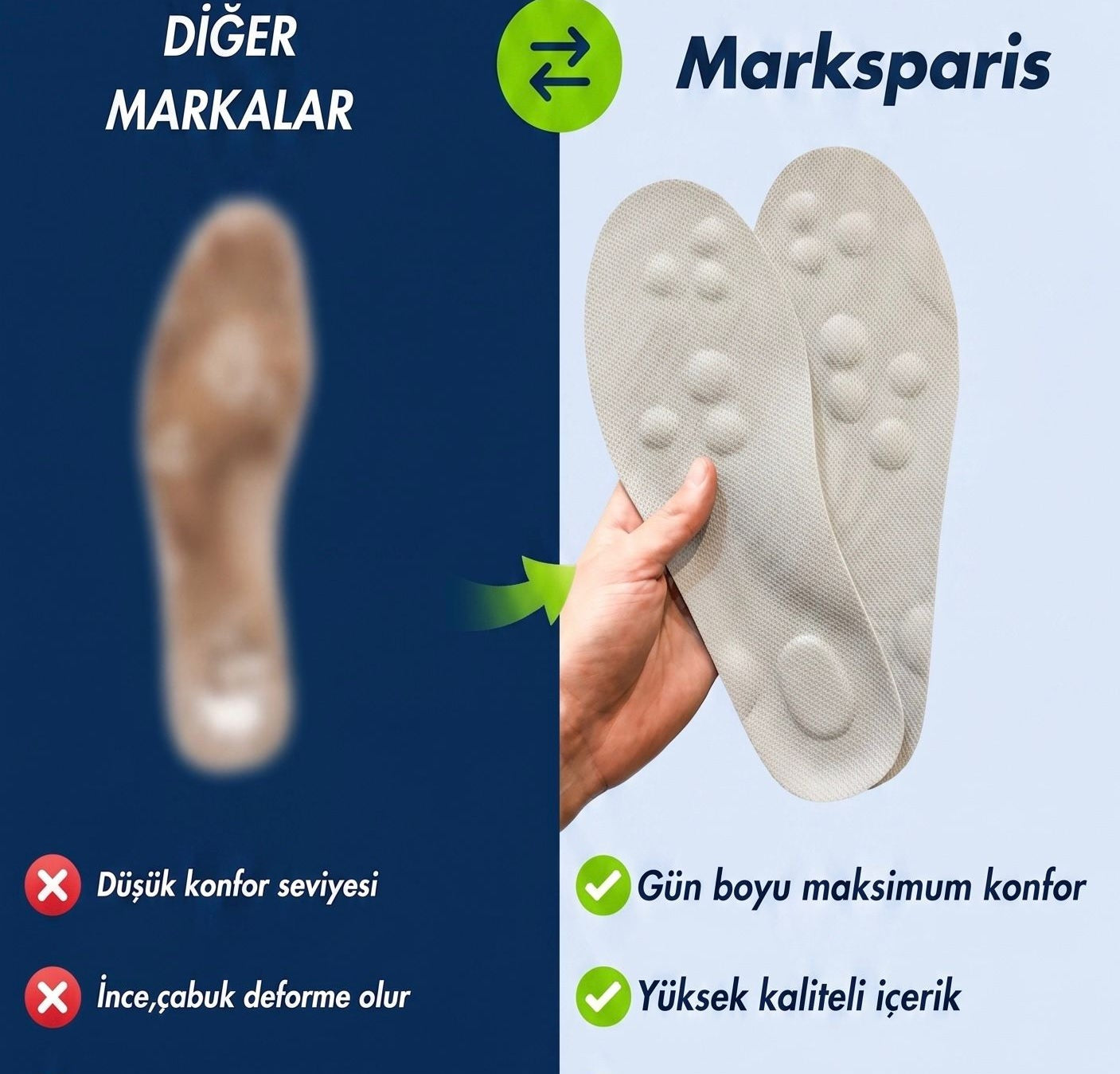 Marks Paris™ Topuk Dikeni Bel, Diz Ağrısını Ortadan Kaldıran Ortopedik Tabanlık