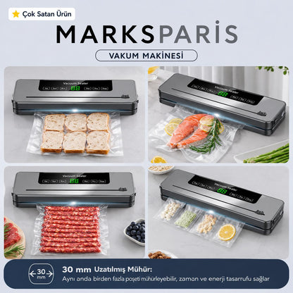 MARKSPARİS™ Gıda Vakum Makinesi +10 Poşet Hediyeli