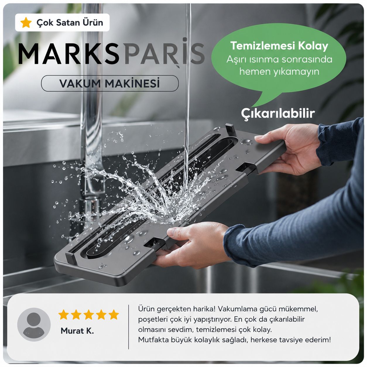 MARKSPARİS™ Gıda Vakum Makinesi +10 Poşet Hediyeli